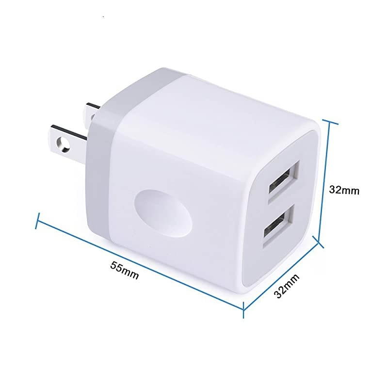 USB Wall Charger  2Pack Dual Port 21A Wall Charger Brick Base Adapter Charging Block Charger Cube Plug Charger Box for iPhone X66S78 Plus iPad Samsung Android LG HTC Nokia Phone