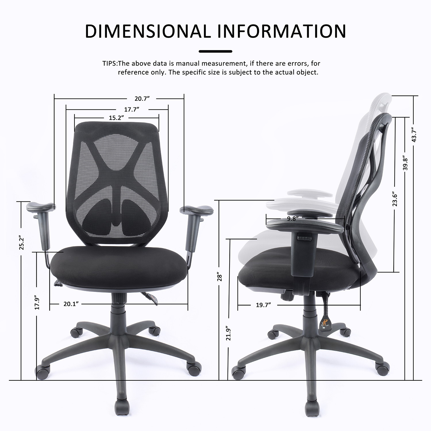 Office Desk Chair Clearance, Ergonomic Mesh Computer Task Chair with Headrest, Adjustable Armrests, Seat, and Lumbar Support, High Back Executive Swivel Chair, Black