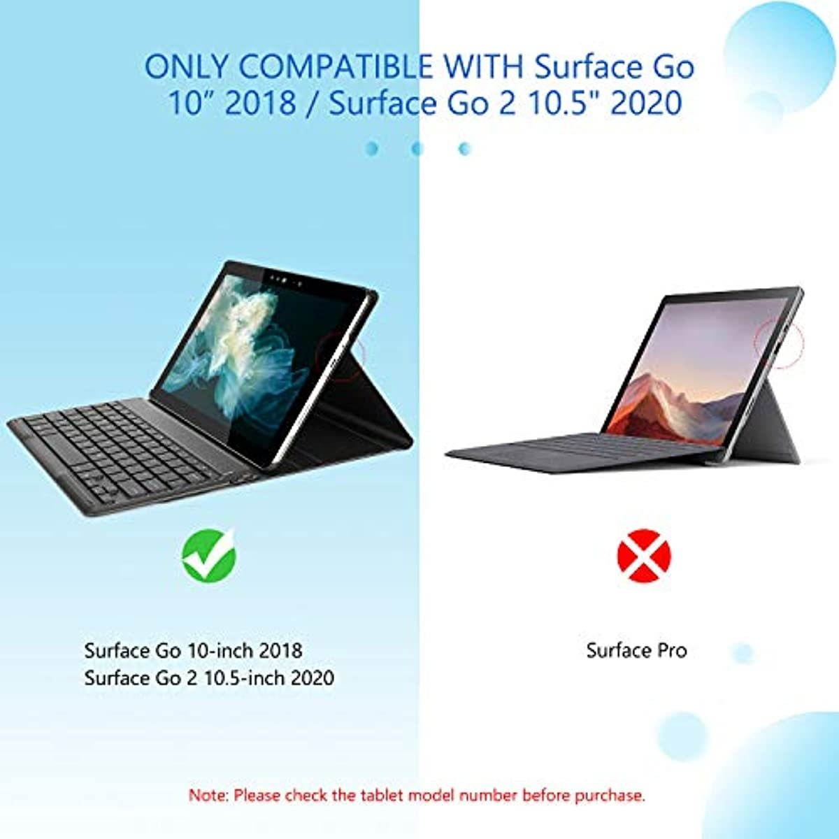 Bluetooth Backlit Keyboard Case for Surface Go 10-inch/Surface Go 2 10.5-inch, Jelly Comb Removable Wireless Keyboard US Layout with Cover for Surface Go (2018) / Surface Go 2 (2020), Black