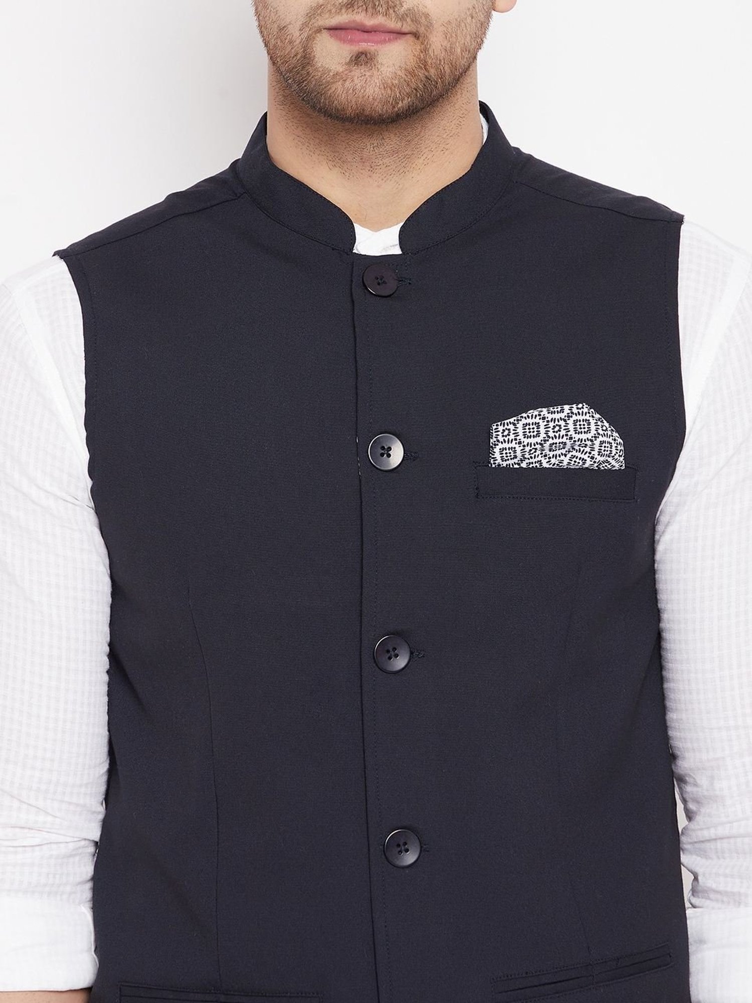 Even Blue Regular Fit Nehru Jacket