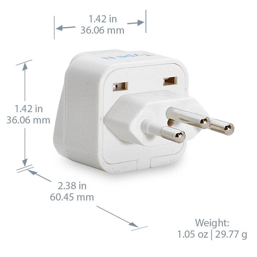 Ceptics Grounded Brazil Travel Plug Adapter (Type N), Universal Socket Plug Accepts Plugs From any Country, Perfect for Cell Phones, Laptops, Chargers and More - 3 Pack (GP-11C)