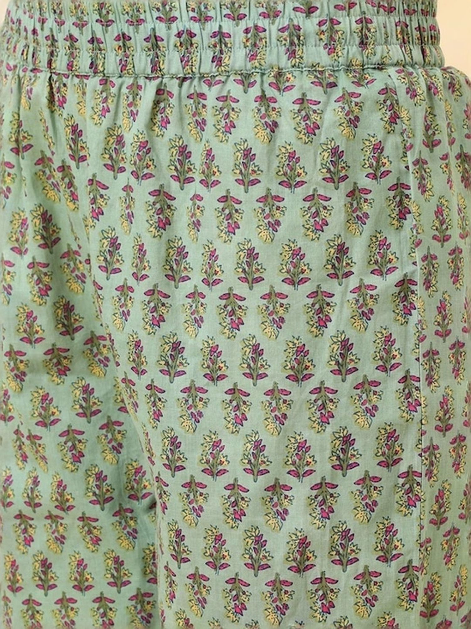 Varanga Green Cotton Floral Print Kurta Pant Set With Dupatta