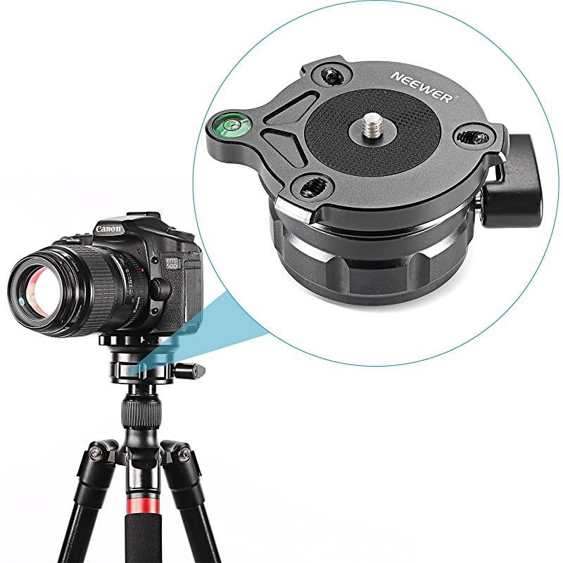 Tripod Leveling Base with Offset Bubble Level for CanonNikonand Other DSLR Cameras with 14quot Thread Tripods amp Monopods with 38quot Thread