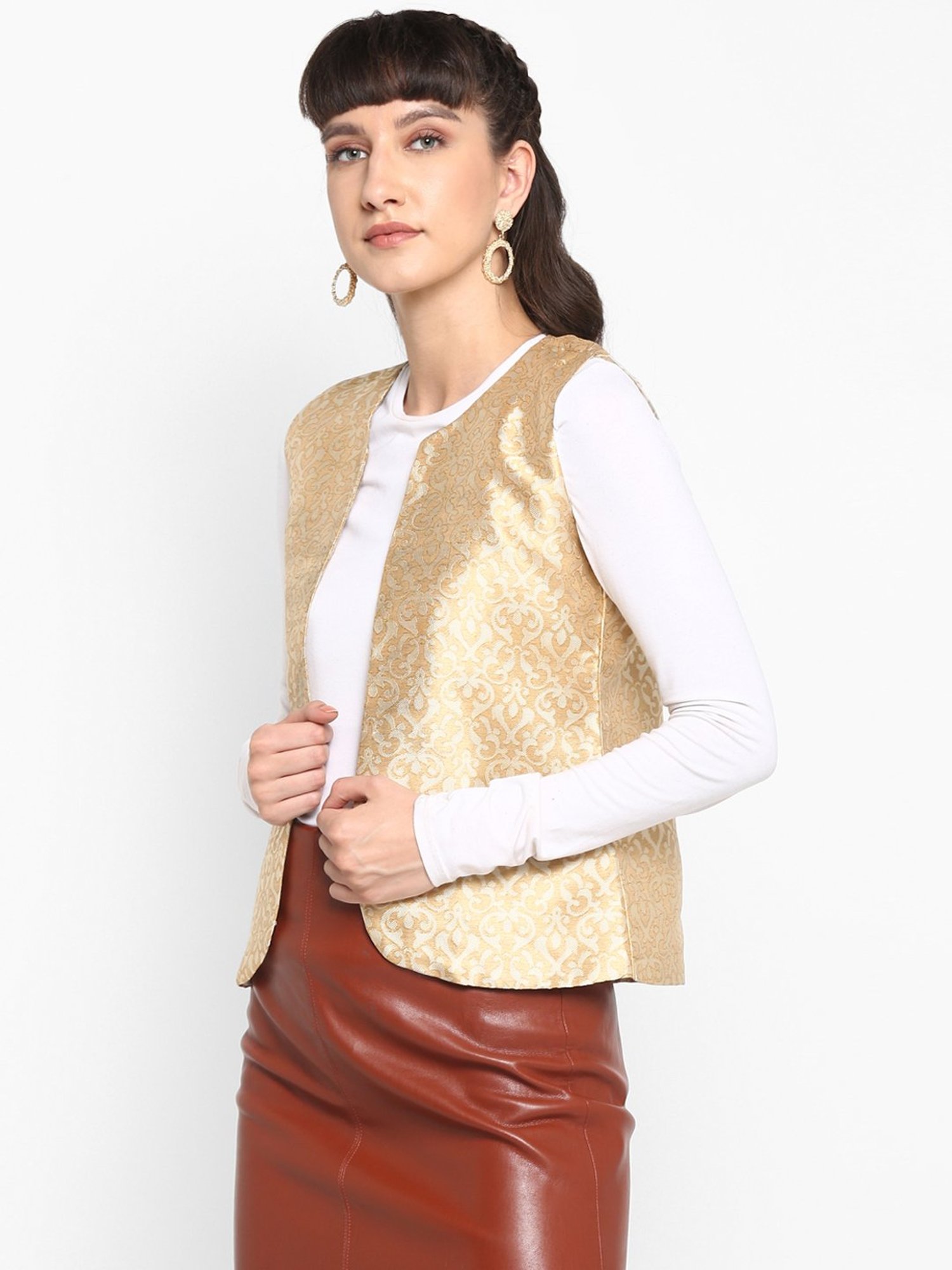 Hangup Golden Jacquard Pattern Shrug