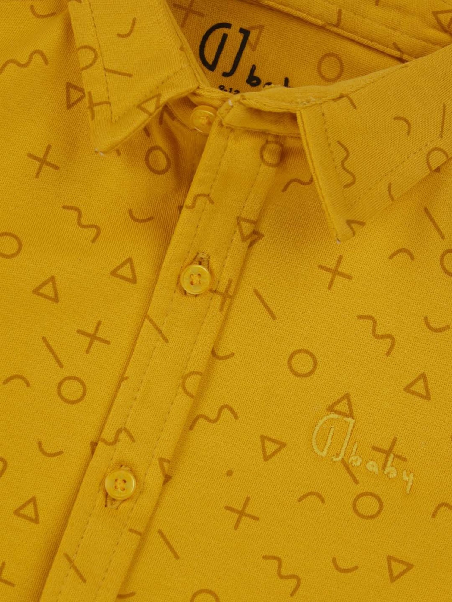 GJ baby Kids Yellow Cotton Printed Full Sleeves Shirt