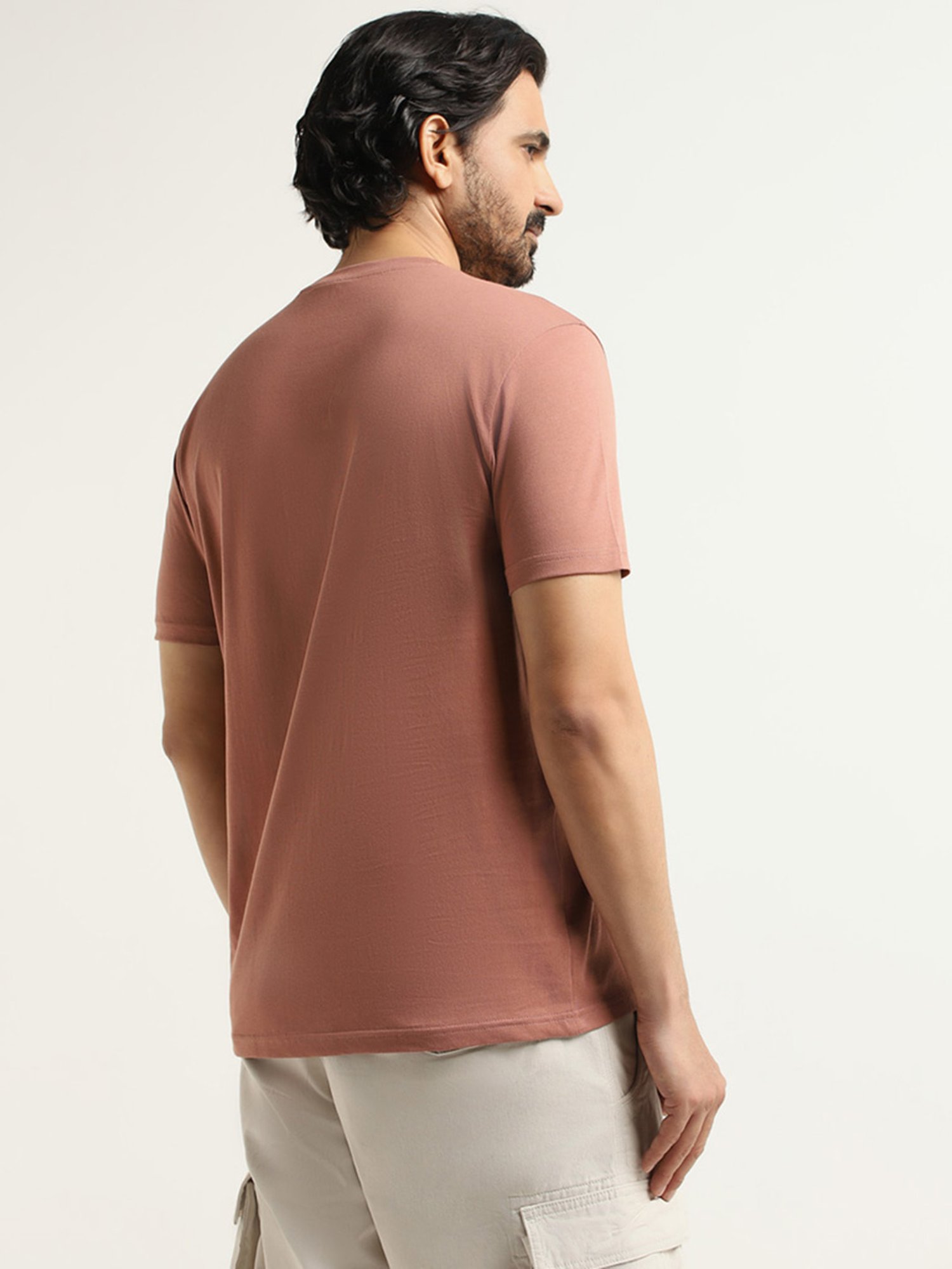 WES Casuals by Westside Light Pink Slim Fit T-Shirt
