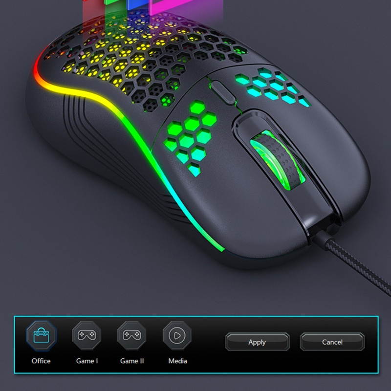IMICE T98 7200DPI RGB Mouse Onboard Memory Honeycomb Hollow Ergonomic Design Extreme Responsiveness Wired Gaming Mouse for Gaming Computers