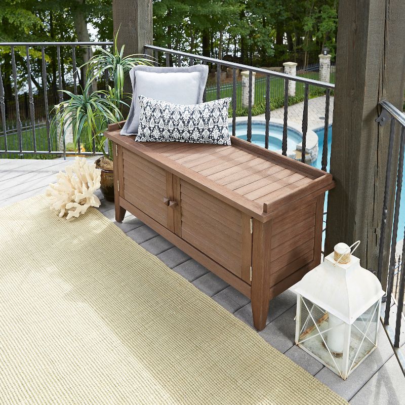 Wood Outdoor Bench in Natural Brown-Pemberly Row