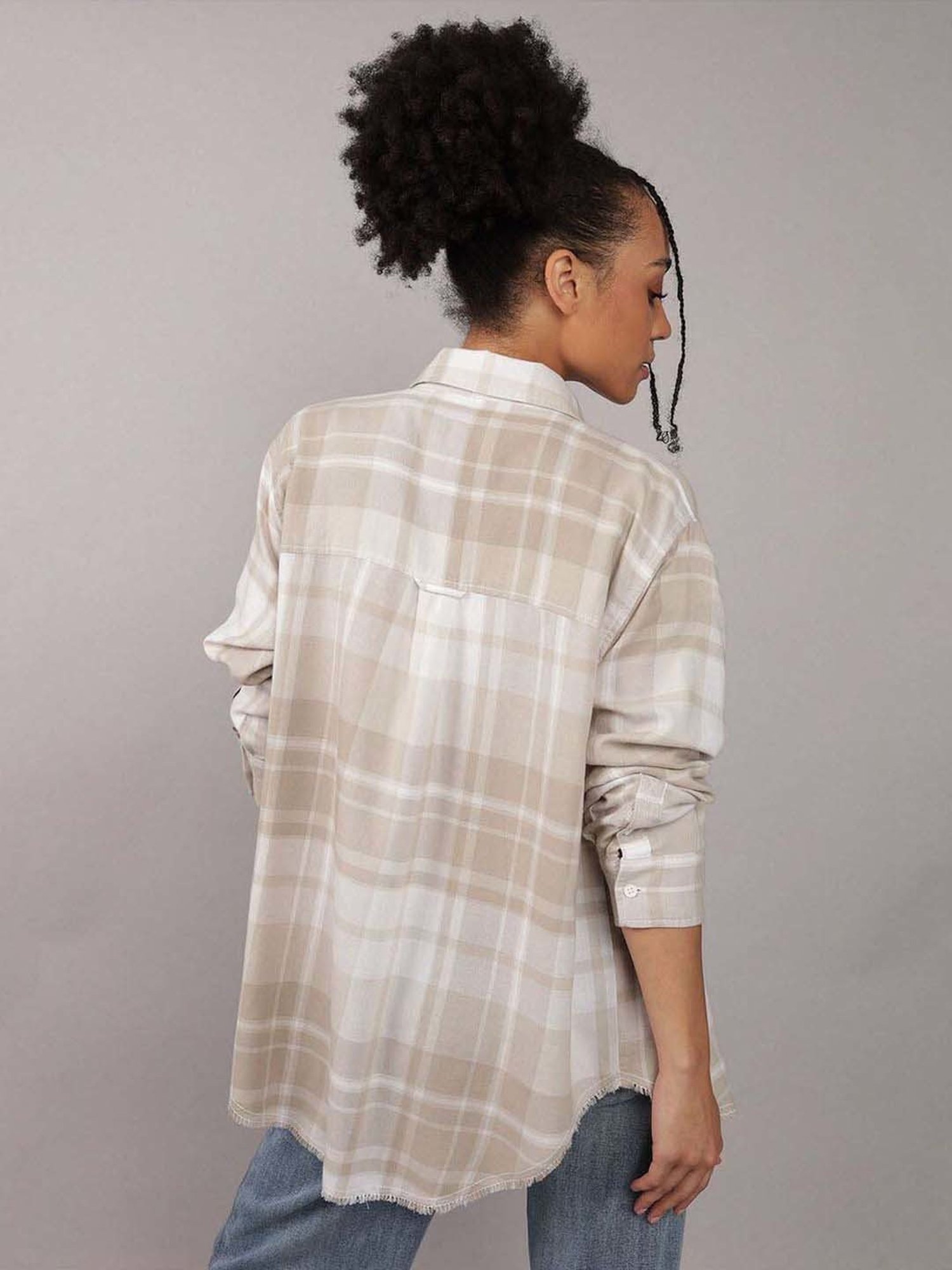 American Eagle Outfitters Beige Chequered Shirt