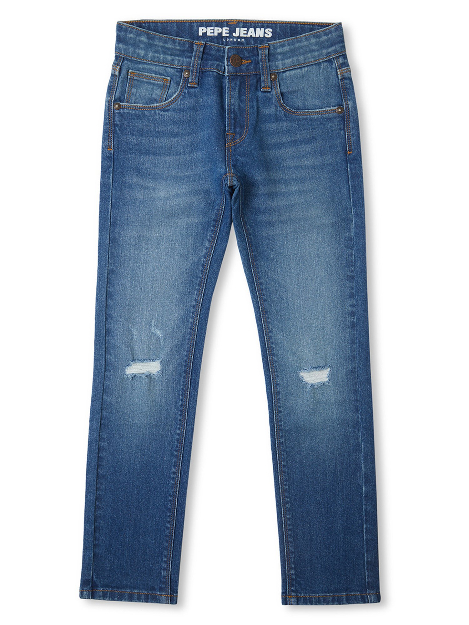 Pepe Jeans Boys Blue Distressed Jeans