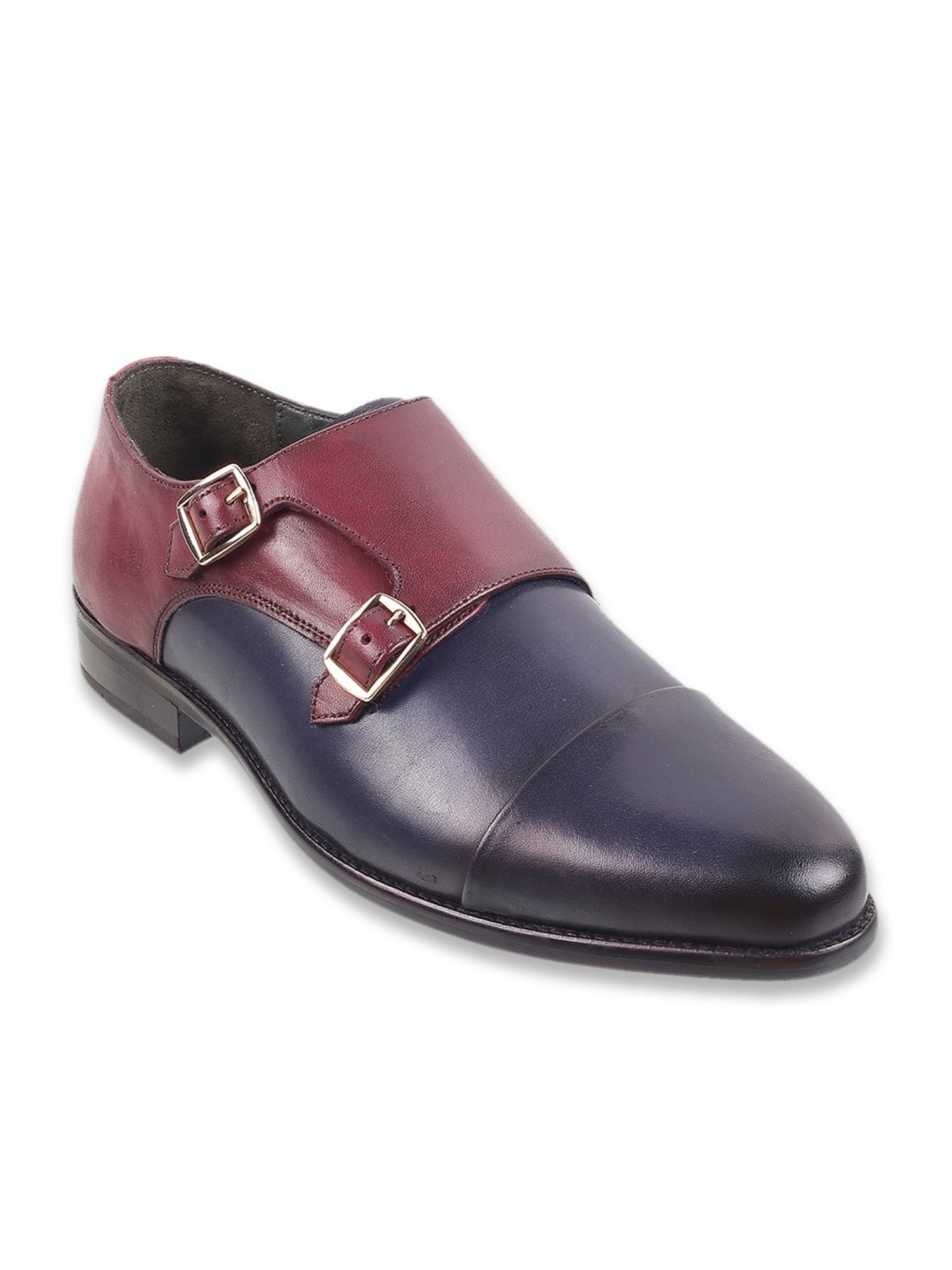 Da Vinchi by Metro Men's Wine & Blue Monk Shoes
