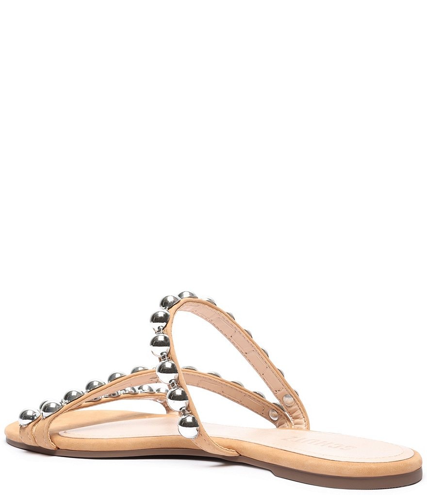 Schutz Aurelia Studded Suede Flat Slide Sandals