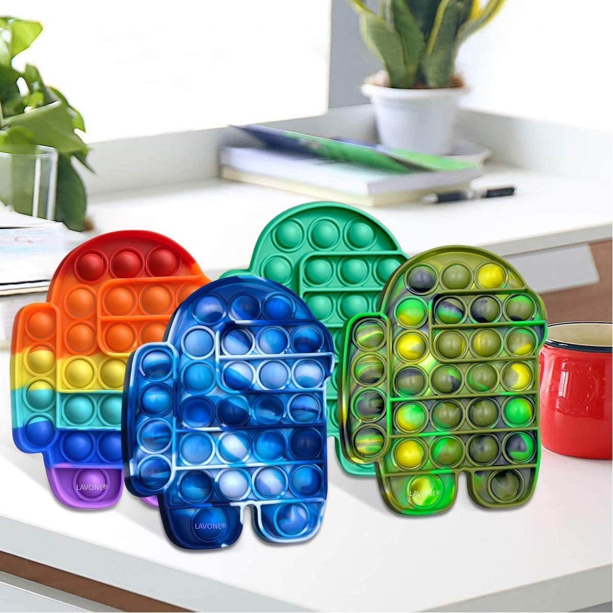 LAVONE Fidget Toys, Push Bubble Fidgets Sensory Toy, Pop Fidget Toy for Kids Adults, Silicone Stress Relief Toy - Blue