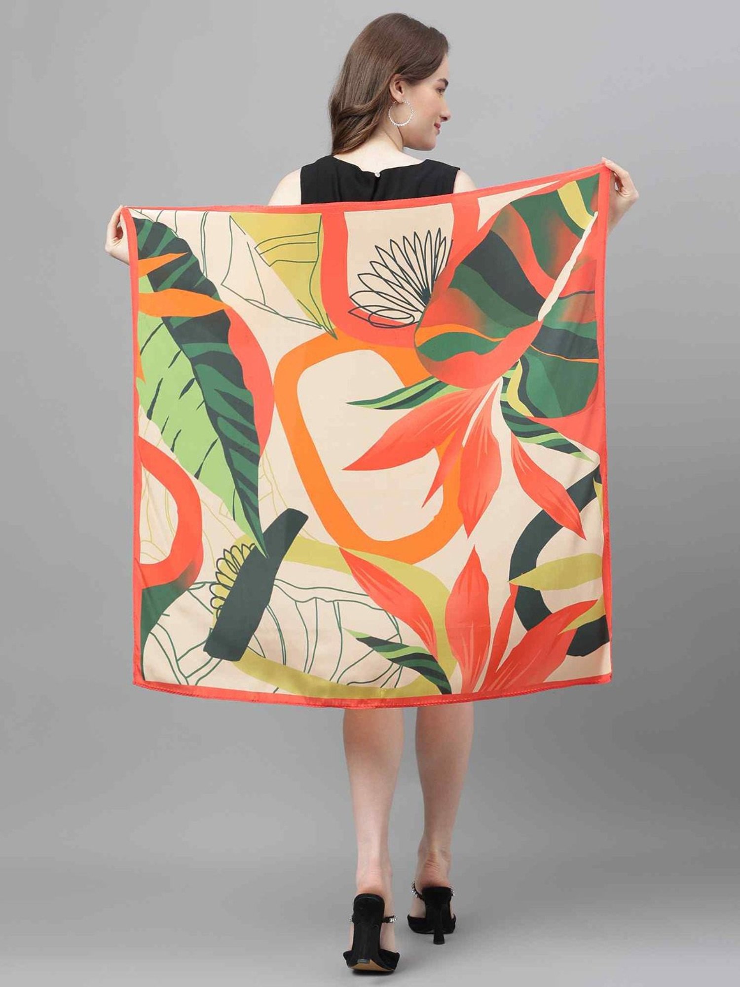 Tossido Multicolor Floral Scarf & Bag Scarf Set