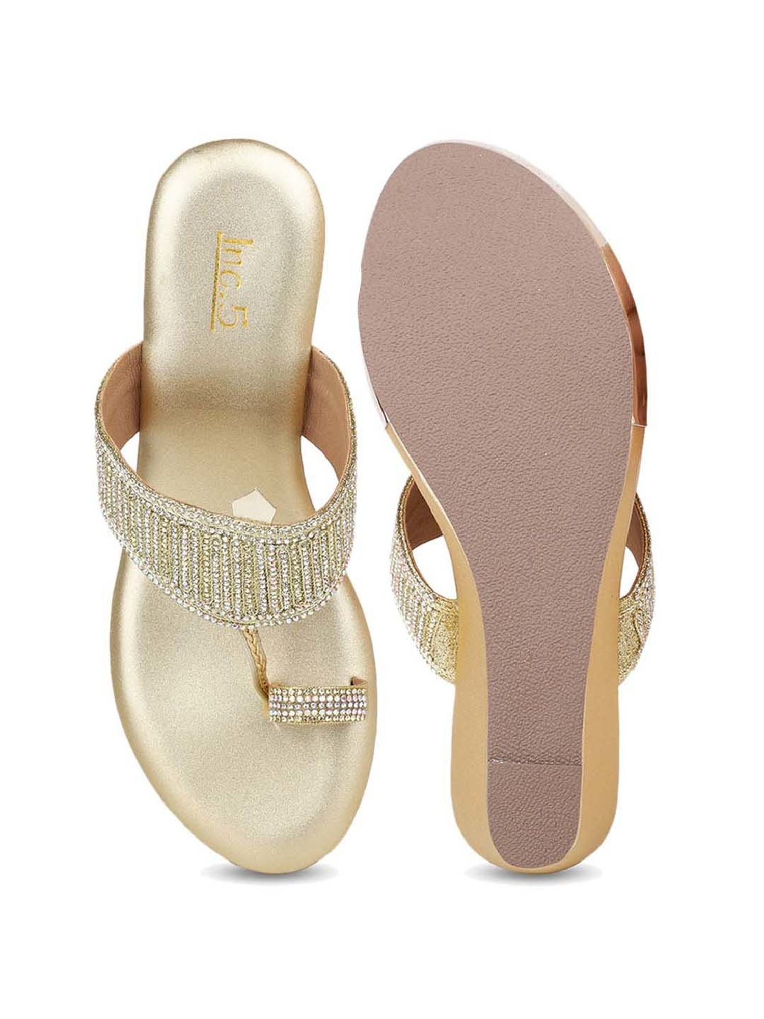 Inc 5 Women's Gold Toe Ring Wedges