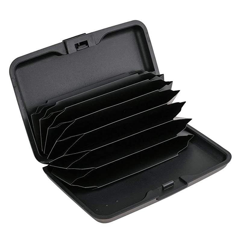 RFID Blocking Credit Card Protector Aluminum ID Case Hard Shell Business Card Holders Metal Wallet for Men or Women (Aluminum, Grey-L)