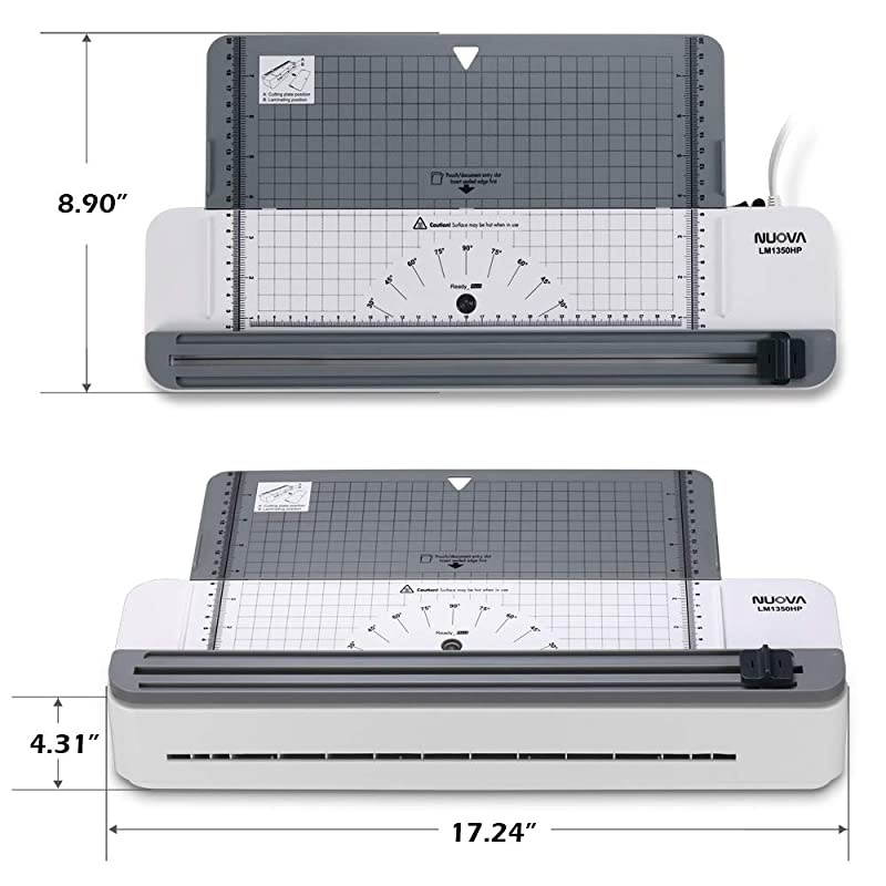 2 in one Thermal Laminator/Paper Cutter, 13" Max Width, Quick Warm-Up, White/Grey
