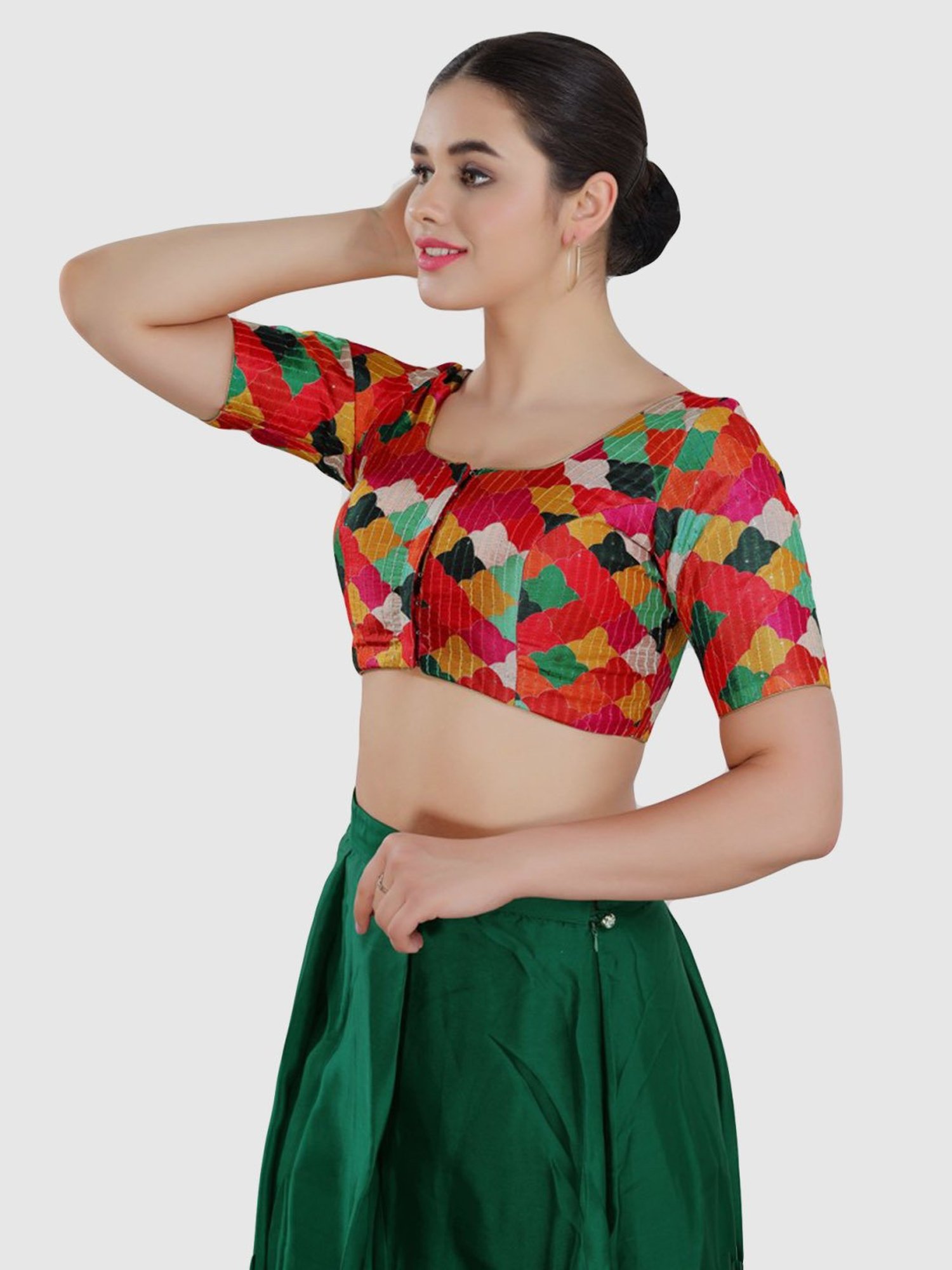 Salwar Studio Red Printed Blouse