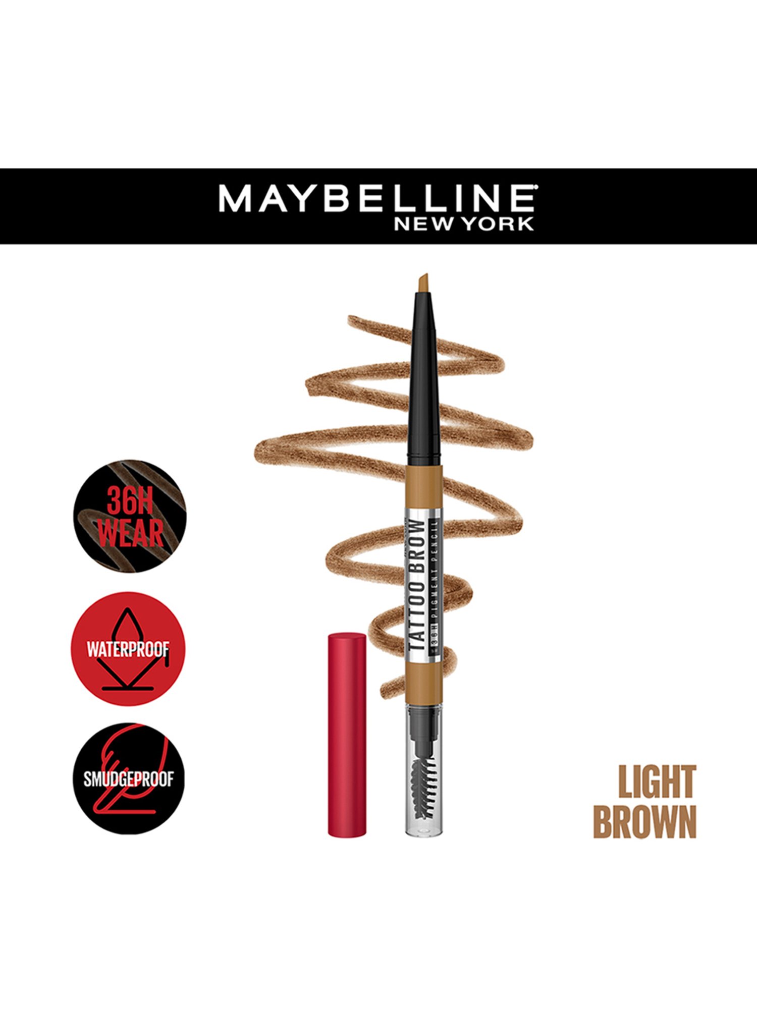 Maybelline New York Tattoo Brow 36h Brow Pencil - Light Brown,0.25 g