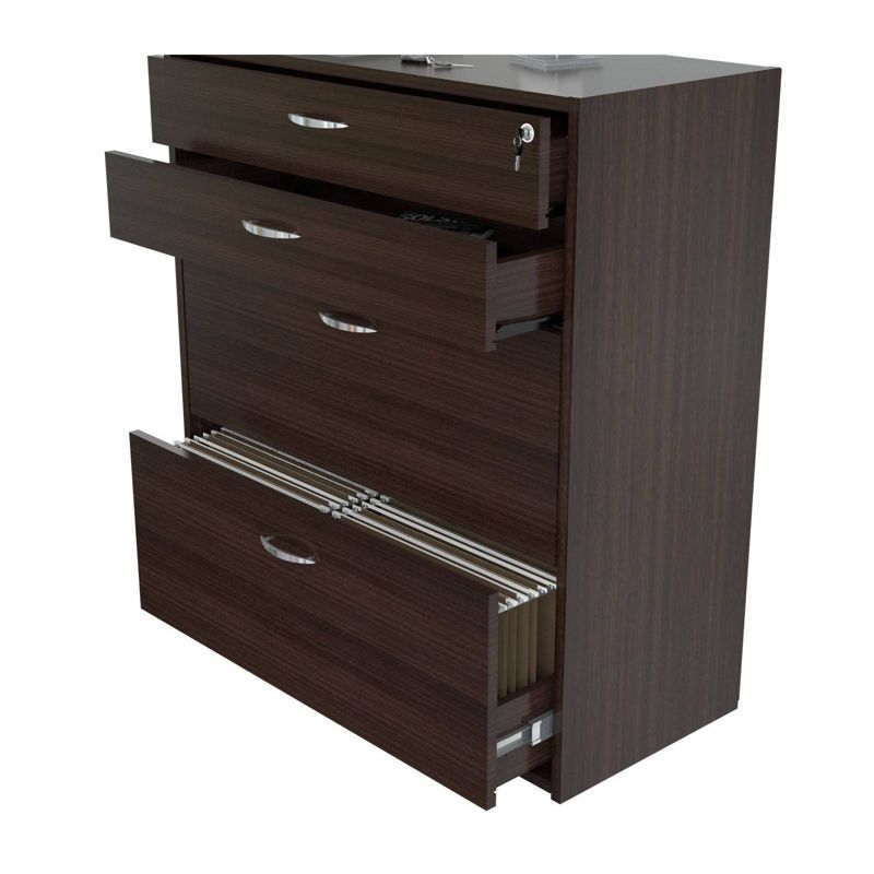 4 Drawer Locking File Cabinet Espresso - Inval