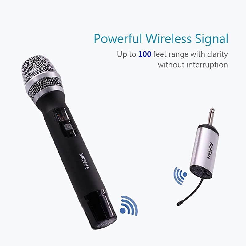 Wireless Microphones UHF  25 Dual Channel Metal Handheld Dynamic Microphone with Mini Receiver Ideal for ChurchKaraokeHome PartyClassroomPresentationWedding Black 2 x Handheld