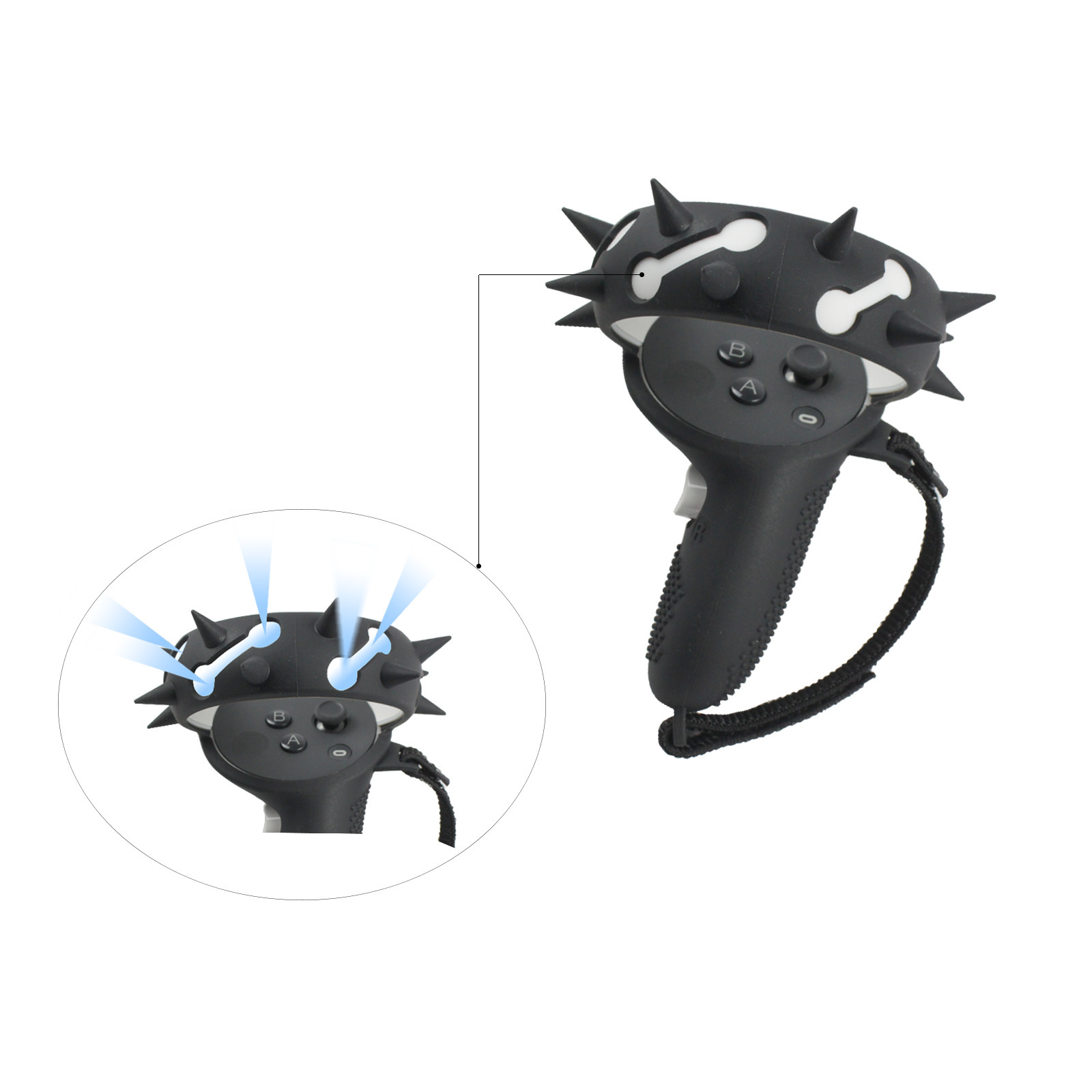Controller Silicone Grip Ring Cover Adjustable Hand Strap Thumb Caps for Oculus Quest 2