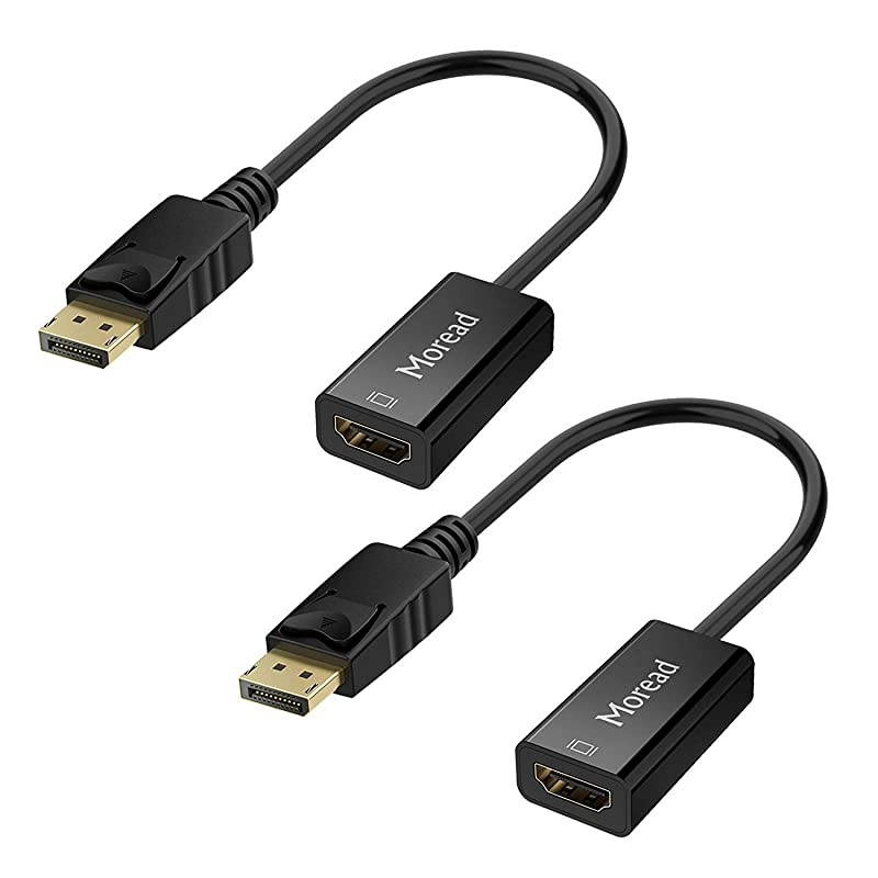 DisplayPort to HDMI Adapter, 2 Pack, Gold-Plated Display Port to HDMI Converter, DP to HDMI Cord (Male to Female) Compatible with Computer, Desktop, Laptop, PC, Monitor, Projector, HDTV - Black