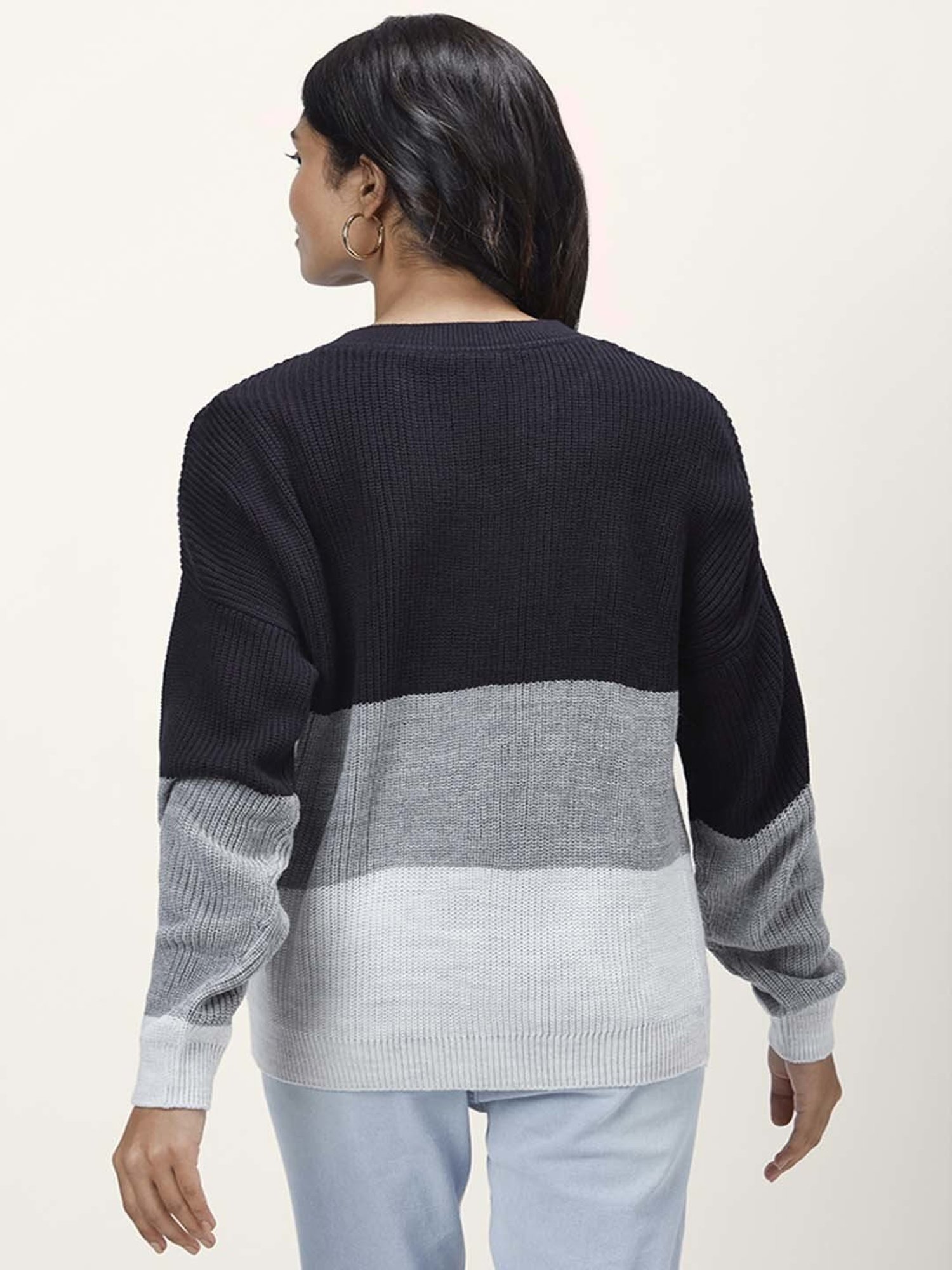 Honey by Pantaloons Navy Color-Block Sweater
