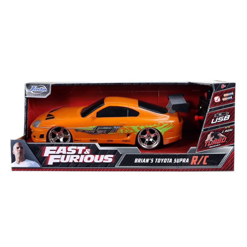 Jada Toys Fast & Furious RC 1995 Toyota Supra Remote Control Vehicle 1:16 Scale Metallic Orange
