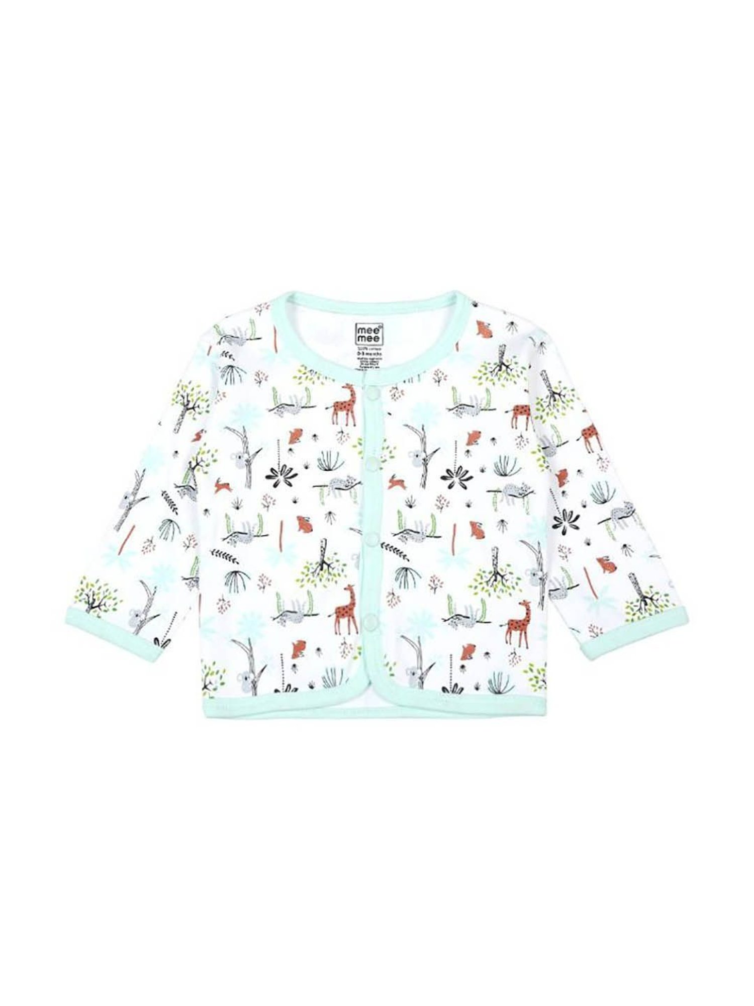 Mee Mee Kids Green & White Printed Full Sleeves Jhablas (Pack Of 2)