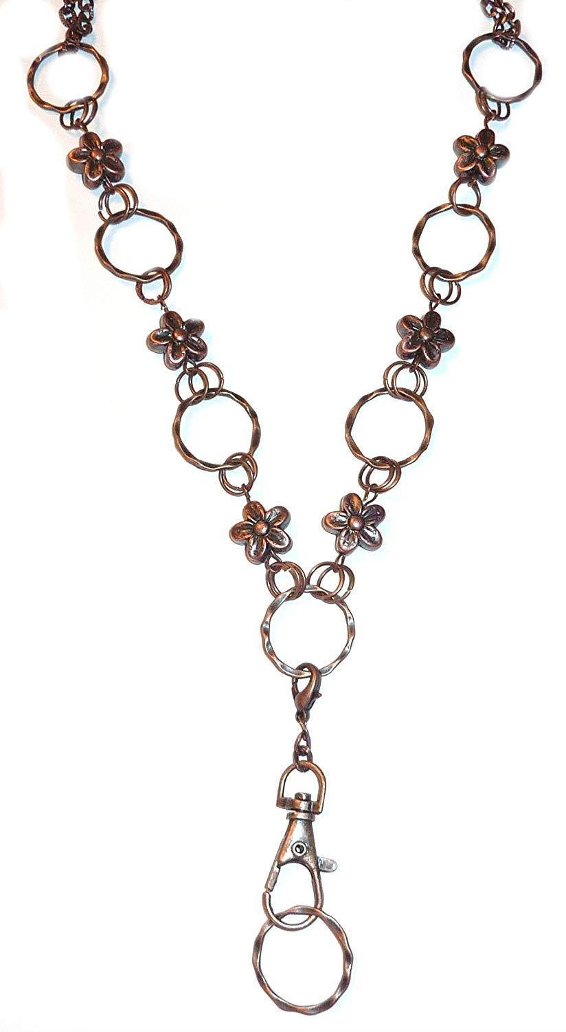 Hidden Hollow Circle Bronze Women's Fashion Lanyard, ID Badge Holder (Breakaway)