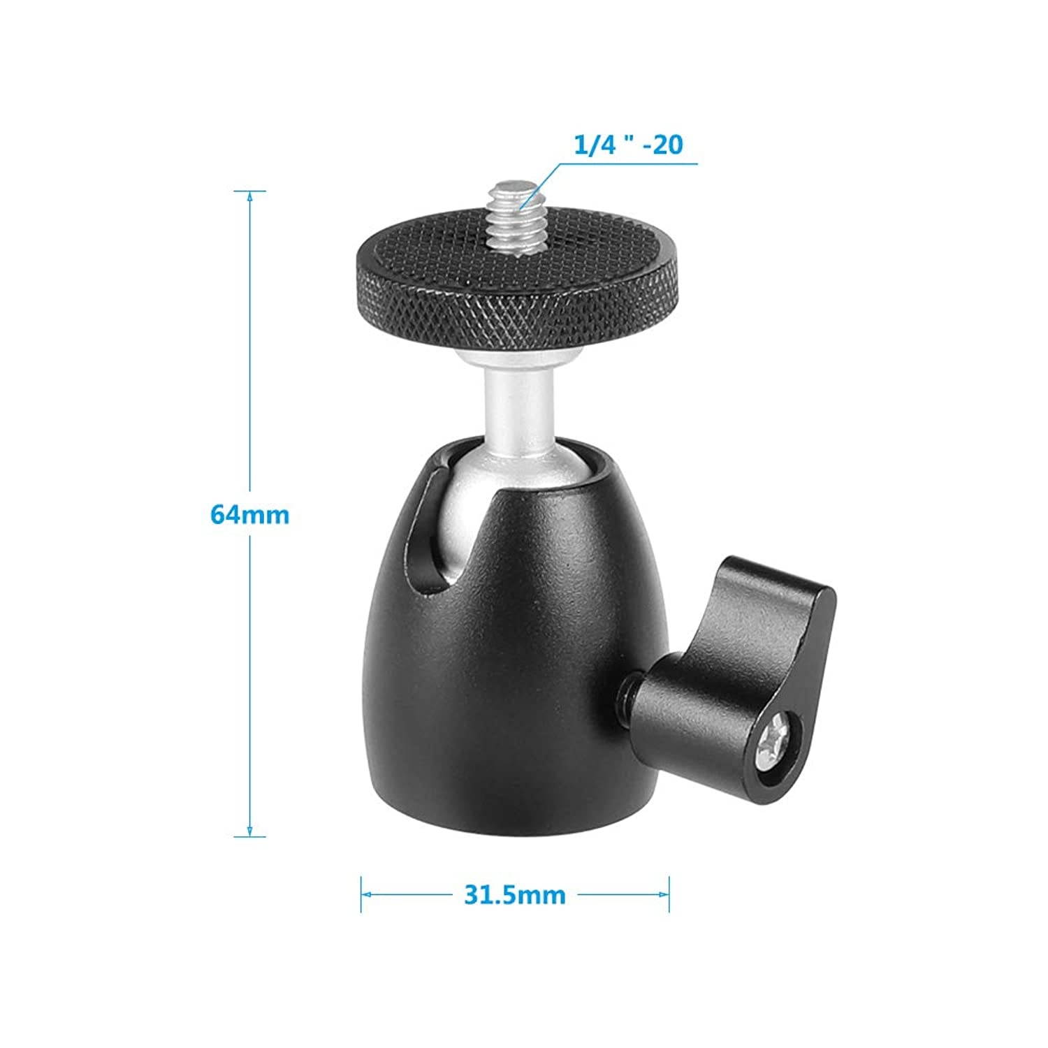Kayulin Mini Ball Head with 1/4 inch Screw for Monopod Tripod Light Stand