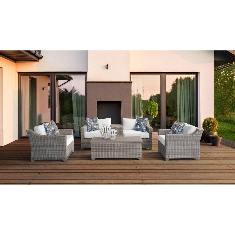 Fairmont 6pc Patio Seating Set with Cushions - White - TK Classics