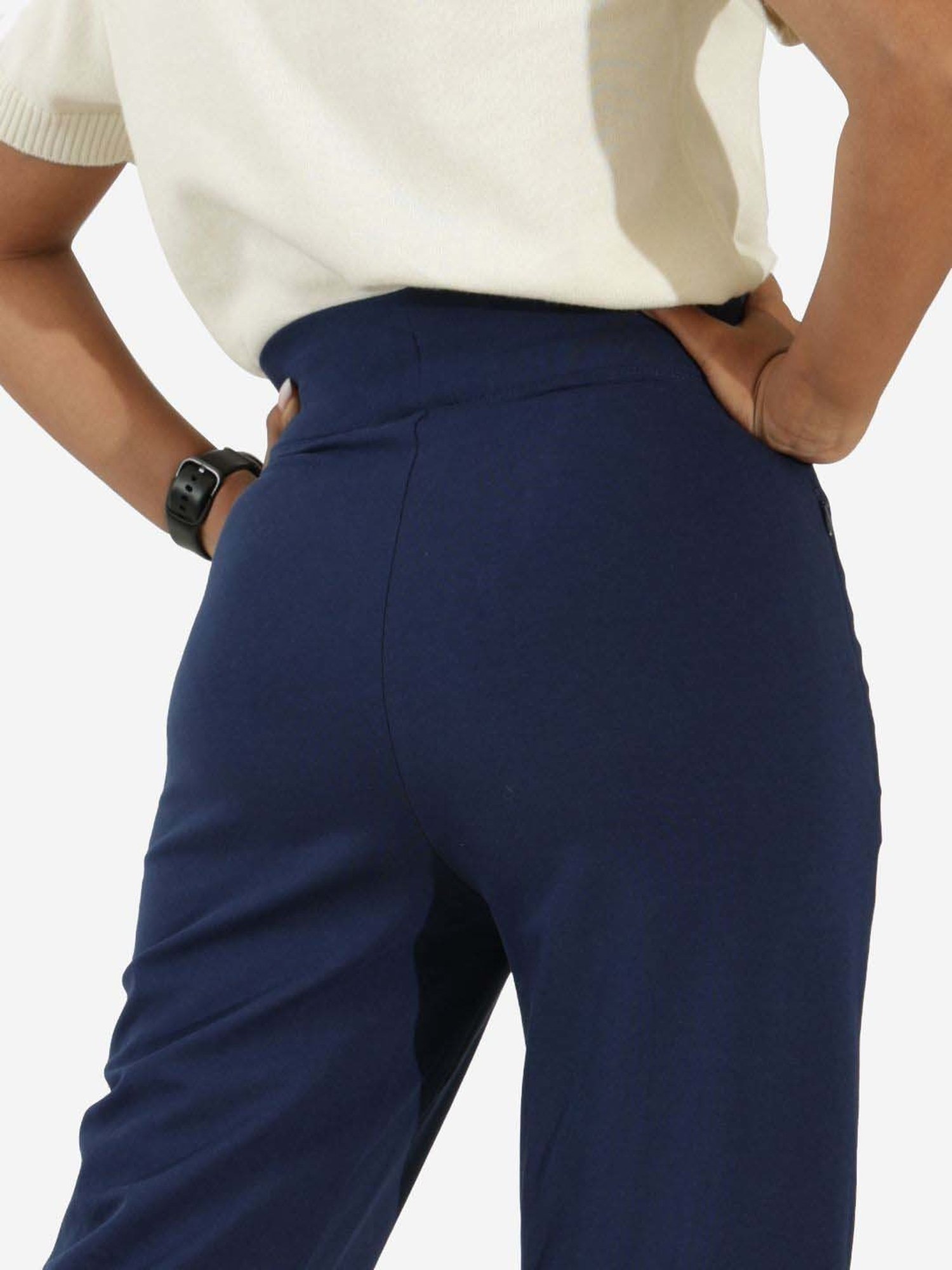 BlissClub Navy Cotton Straight Pants