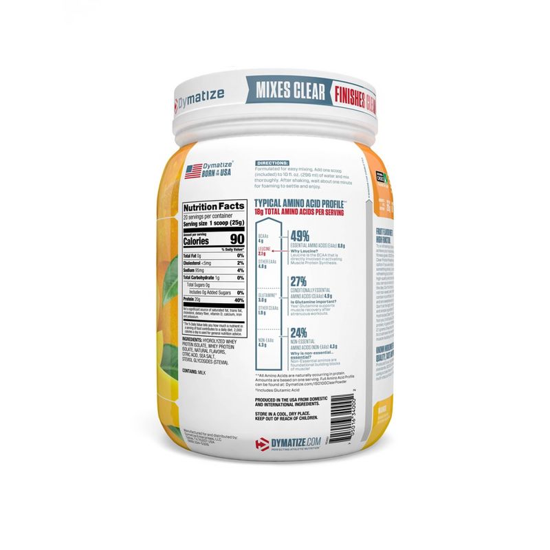Dymatize Clear 100% Whey Protein Powder - Mango - 17.64oz