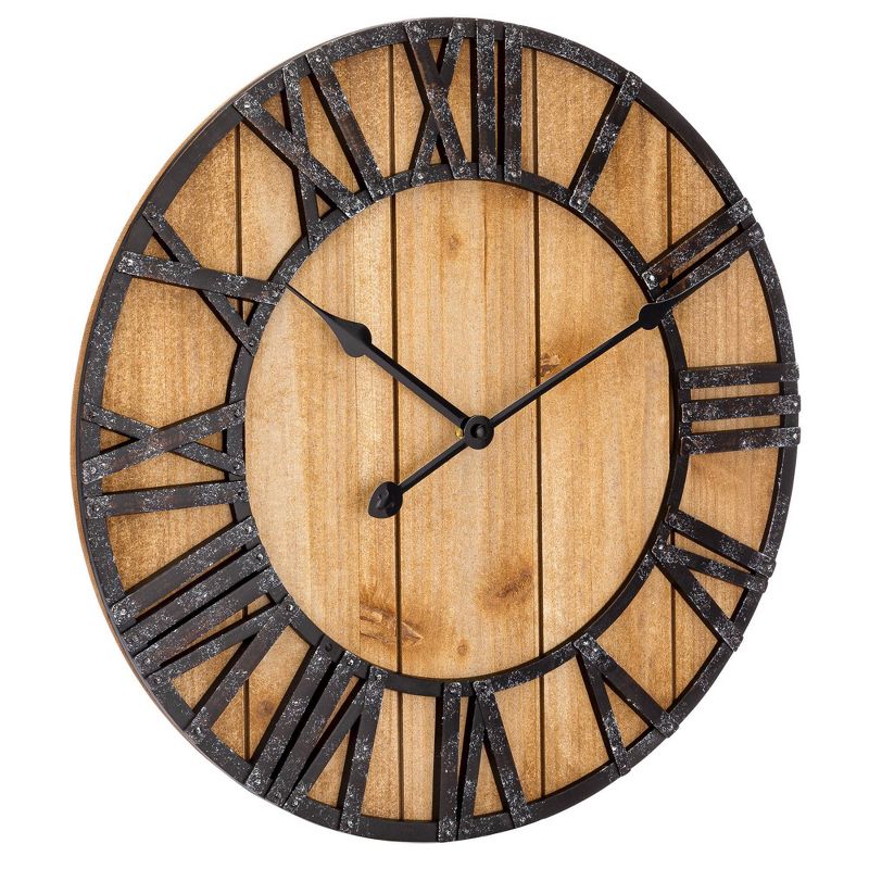 15.5" Wood Plank Dial with Raised Numbers Wall Clock - Westclox