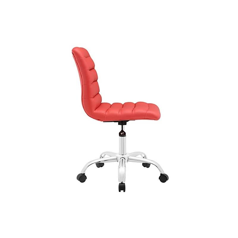 Ripple Ribbed Armless Mid Back Swivel Computer Desk Office Chair In Red