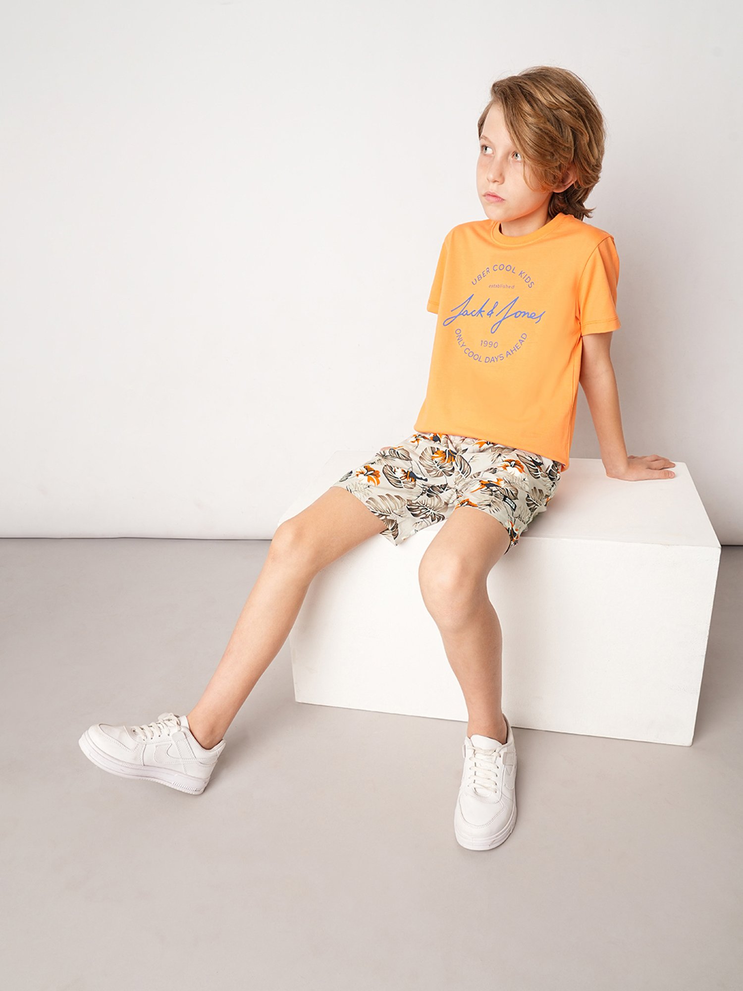 Jack & Jones Junior Beige Printed Shorts