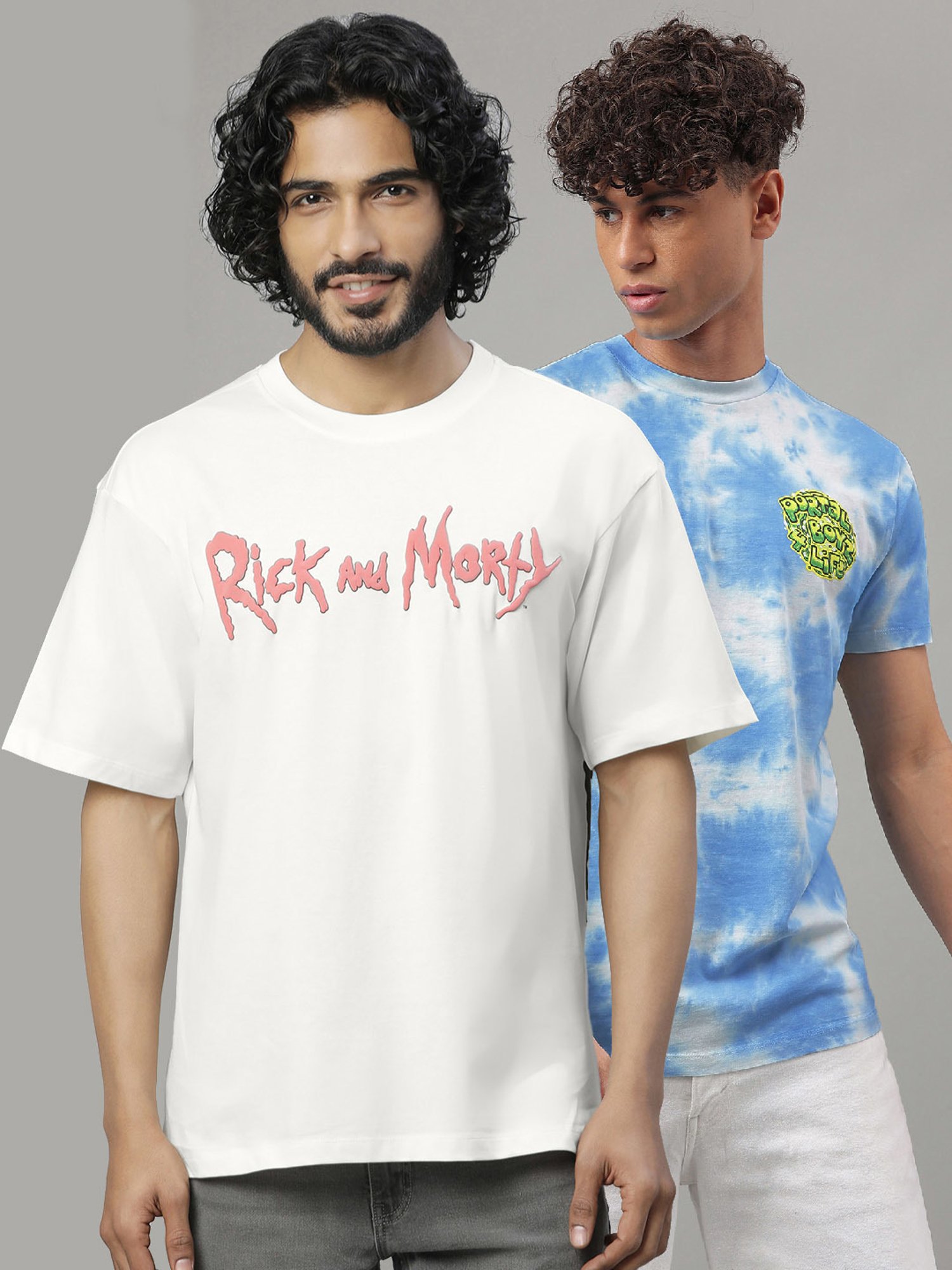Free Authority White & Blue Regular Fit Rick & Morty Print T-Shirt - Pack of 2