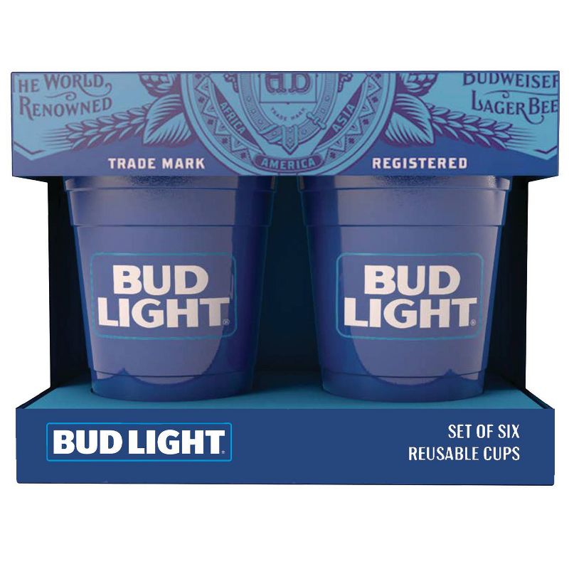 Bud Light 16oz 6pk Plastic Reusable Cups