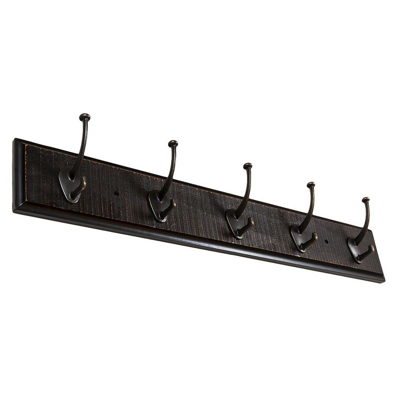 Sumner Street Home Hardware 5 Hook Rustic Wall Coat Rack Black/Brass