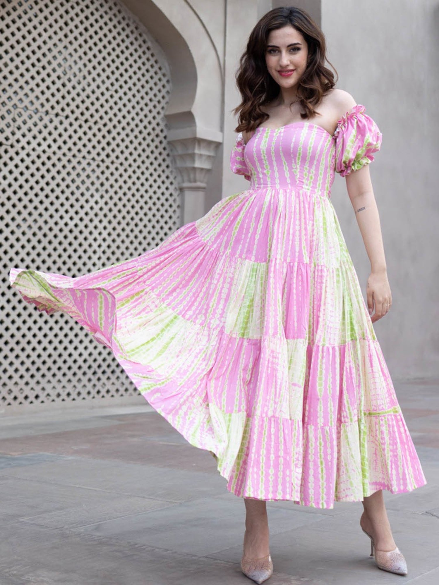 AACHHO Pink Akira Shibori Cotton Dress