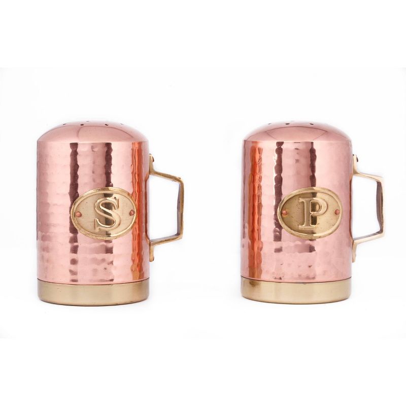 Old Dutch 2pc Stainless Steel Hammered Stovetop Salt and Pepper Set Copper