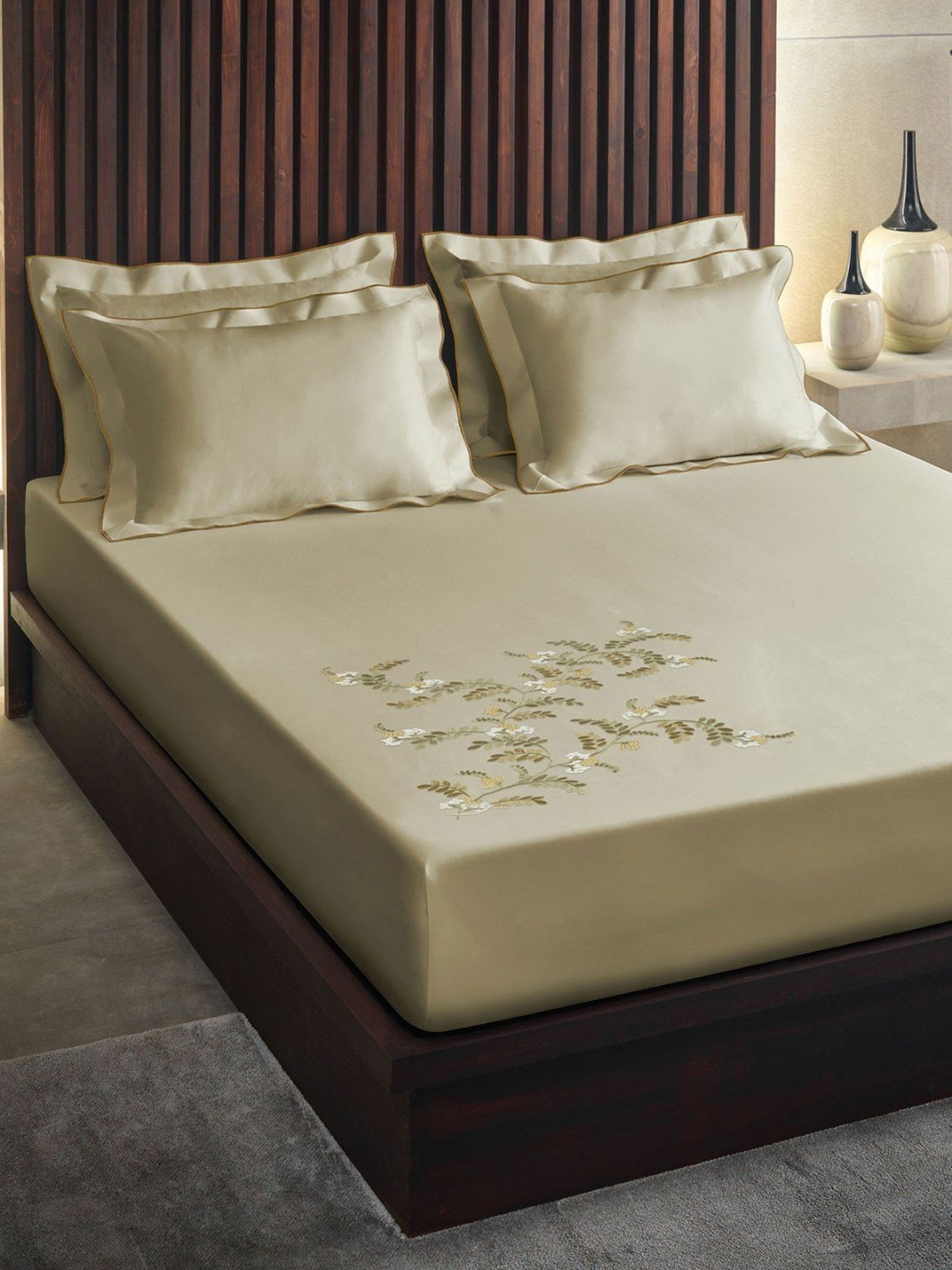 DDECOR Live beautiful Floral Sage Green 180 TC Cotton King Bed Sheet with 2 Pillow Covers