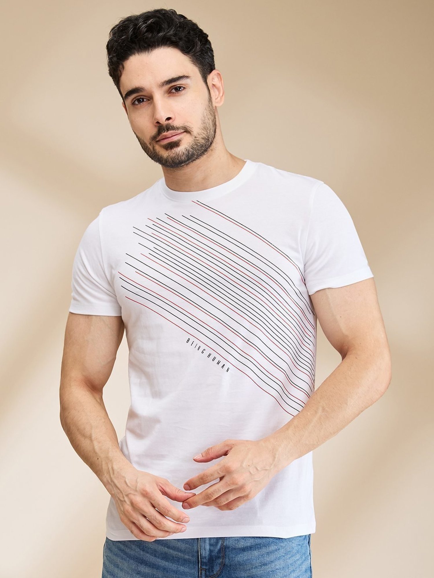 Being Human White Regular Fit Printed T-Shirt