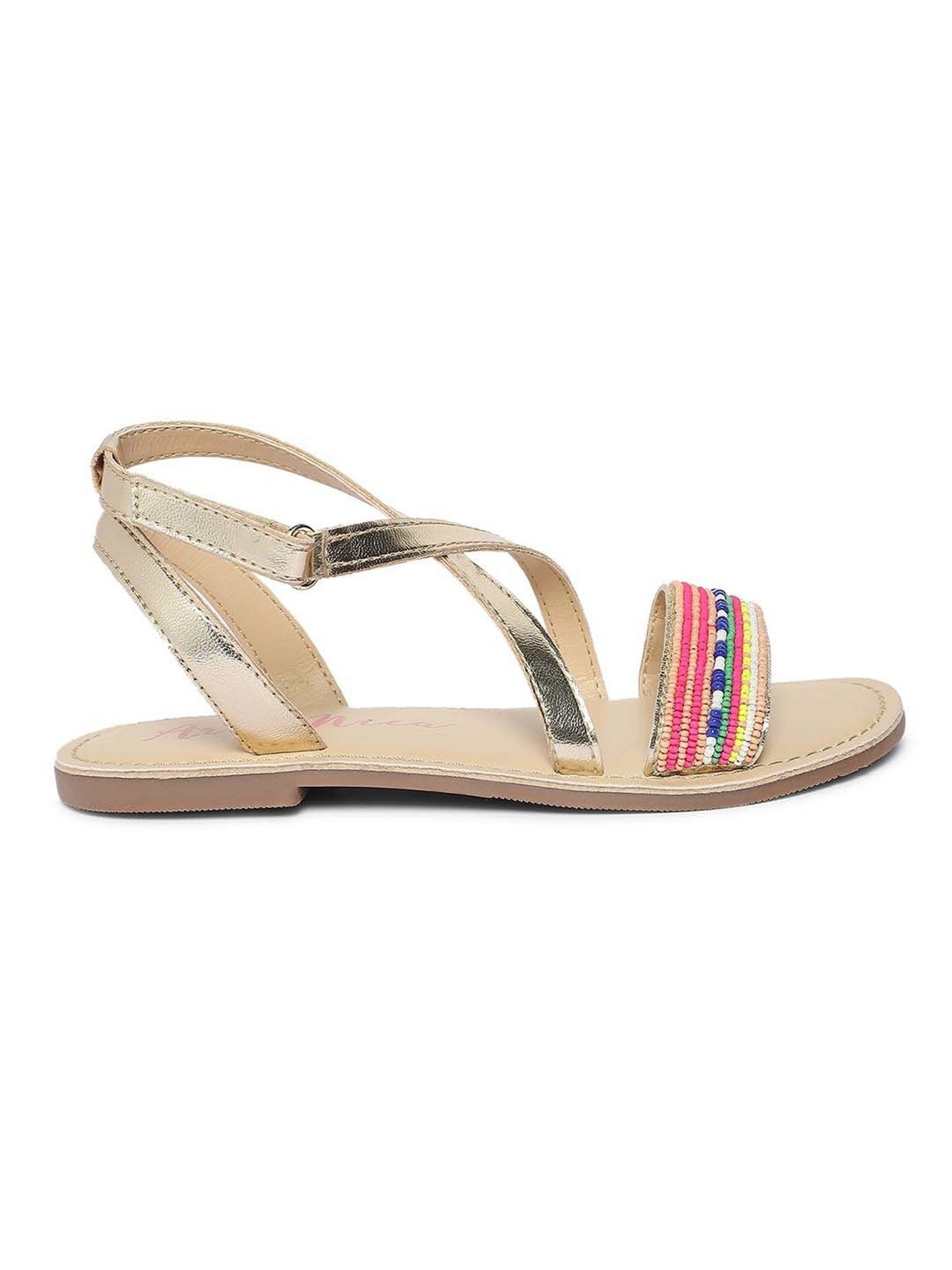 Aria Nica Kids Fest Pink & Gold Cross Strap Sandals