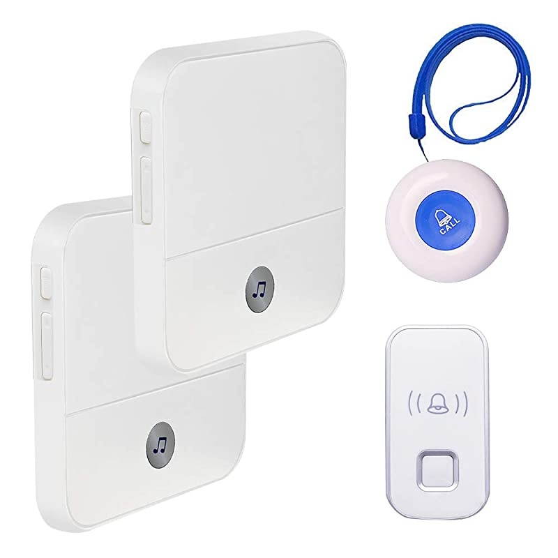 Caregiver Pager Call Button Personal Alert for Home Patient Nurses Seniors Disabilities 2 Receivers 2 Waterproof Transmitters