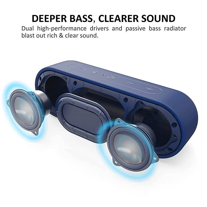 XSound Go Bluetooth Speaker with 16W Loud Sound & Rich Bass, 24H Playtime, IPX7 Waterproof, Wireless Stereo Pairing, USB-C, Portable Wireless Speaker for Home, Outdoors, Travel (Blue)