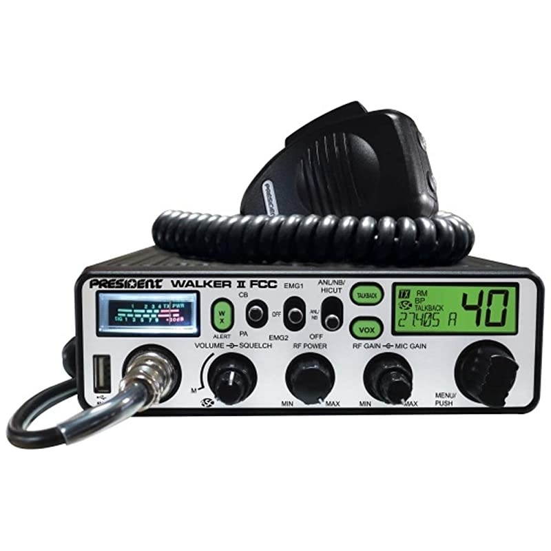 WALKER II FCC AM Transceiver CB Radio, 40 Channels AM, Channel Rotary Switch, Volume Adjustment and ON/OFF, Manual Squelch and ASC, Multi-functions LCD Display