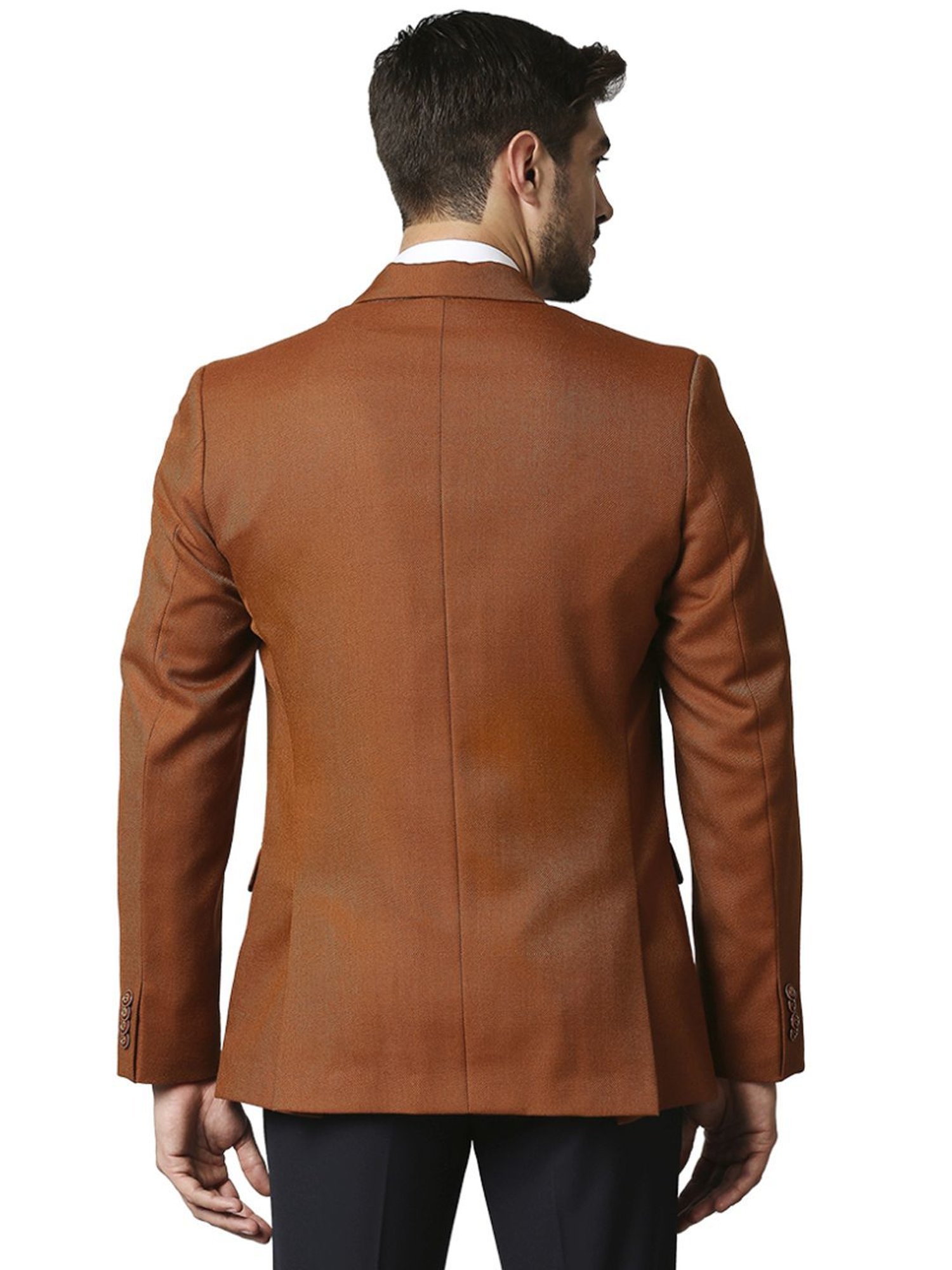 Raymond Orange  Regular Fit Self Pattern Blazer